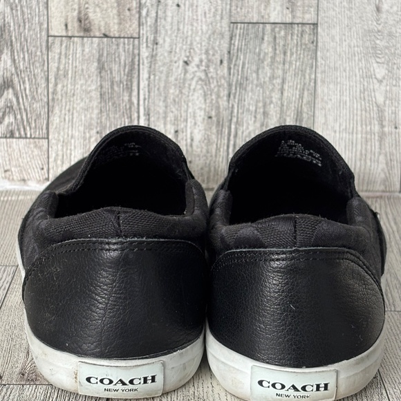 COACH Alegra Womens Size 8.5 Monogram Logo Black White Slip On Shoes Sneakers - Picture 6 of 13